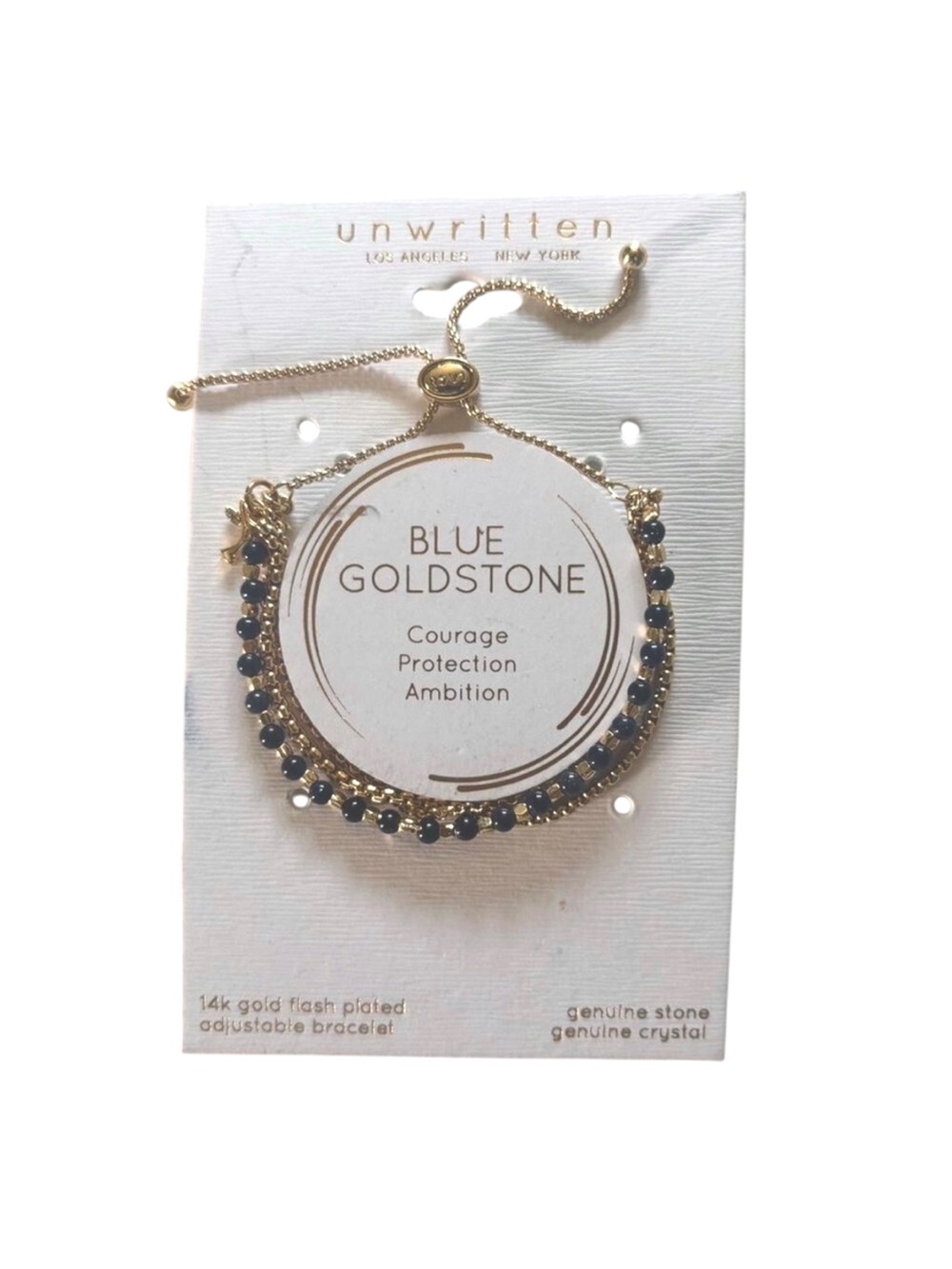 Full set Unwritten Blue Goldstone 14k Gold Plated Bolo Bracelet